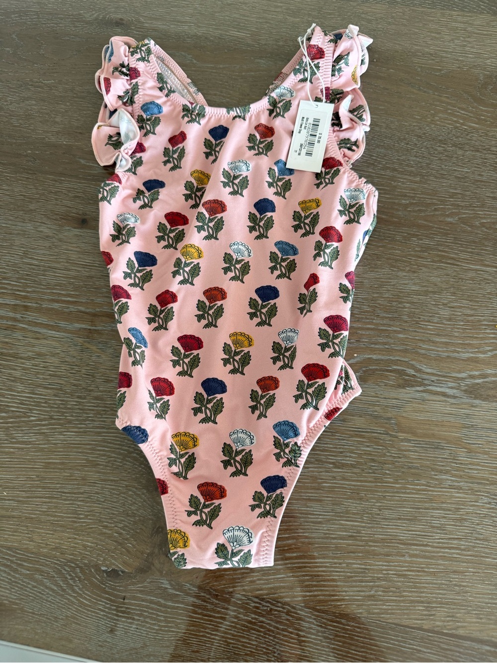 Pink Chicken Pink Floral Ruffle-Shoulder One-Piece Swimsuit